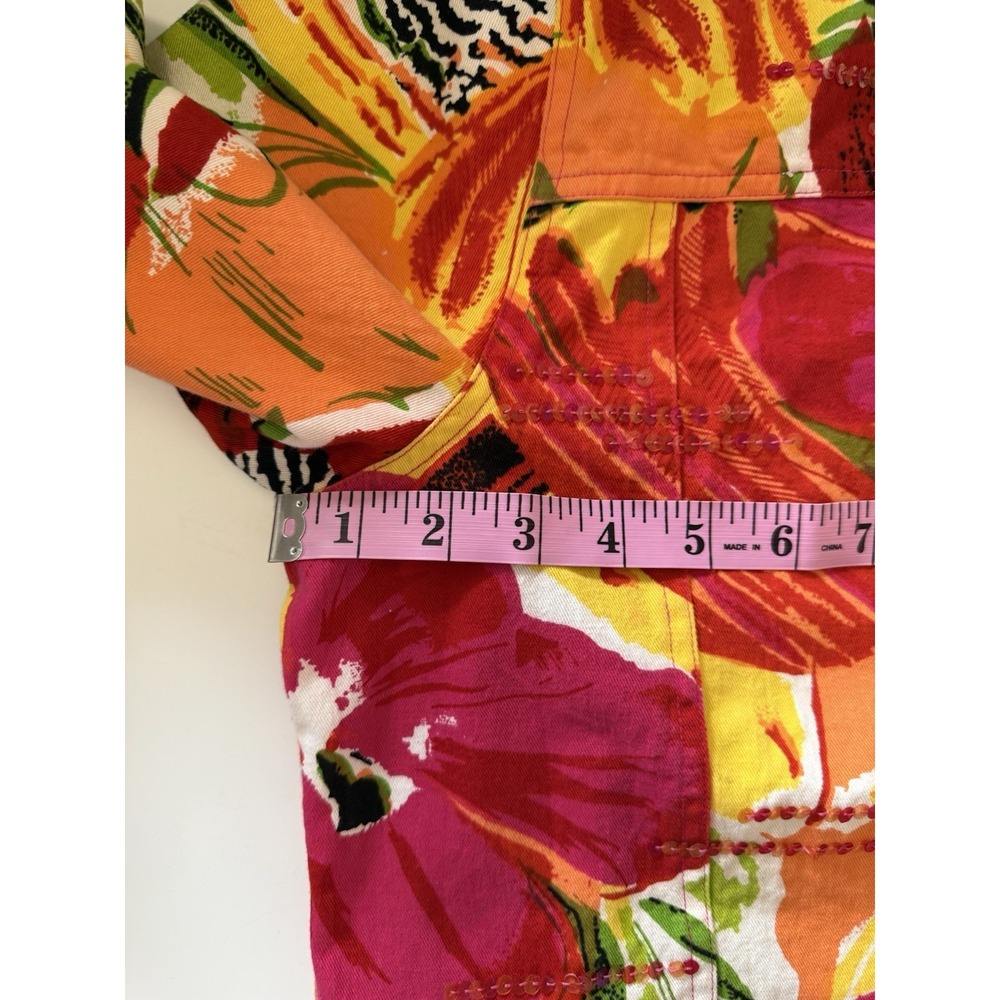 Choices Patchwork Jacket‎ Top Cardigan Floral Tropical Sequin Zebra Button Large - Picture 10 of 16